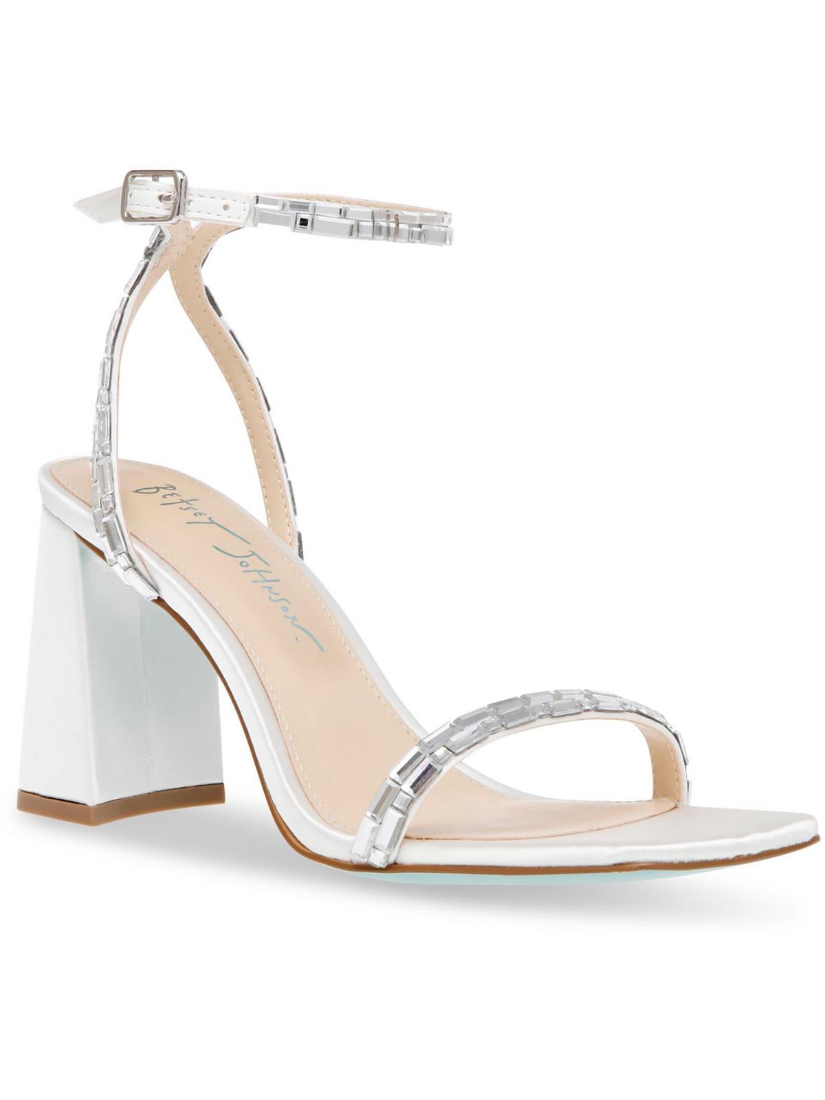 Betsey Johnson Womens Scott Satin Embellished Block Heel